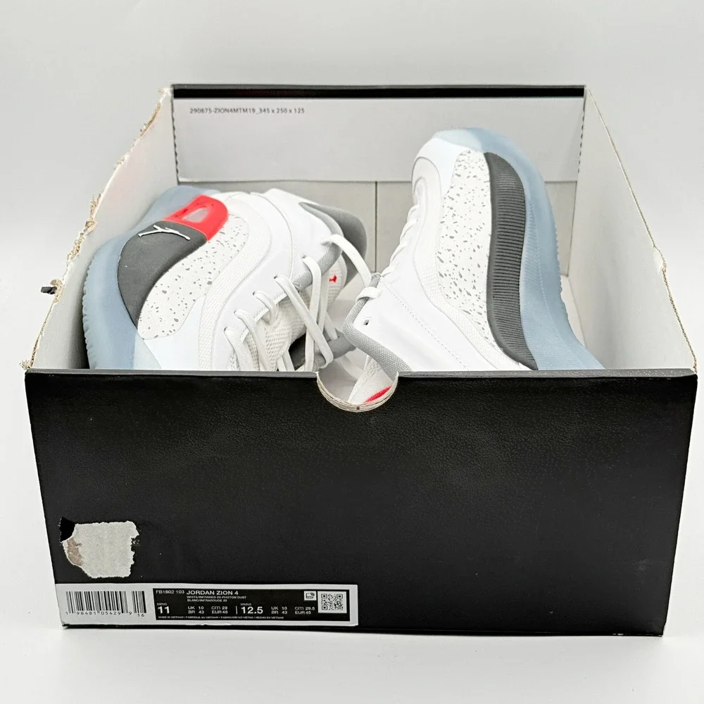 Jordan Zion 4 Size 11 Mens White/Infrared 23/Photon FB1802-103